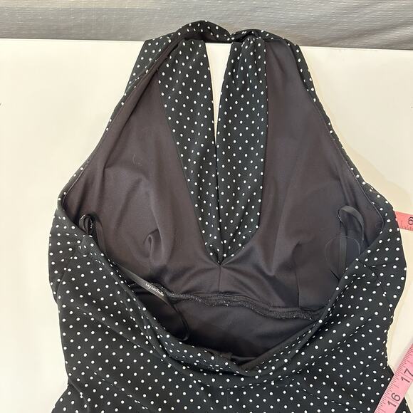 Y2K My Mitchel Halter Babydoll Dress Size S Polka Dot Pinup Coquette Rhinestone - Picture 10 of 11